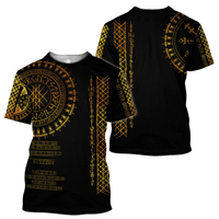 Viking Clothing Viking Golden Runes T Shirt RLT12 - Wonder Print Shop