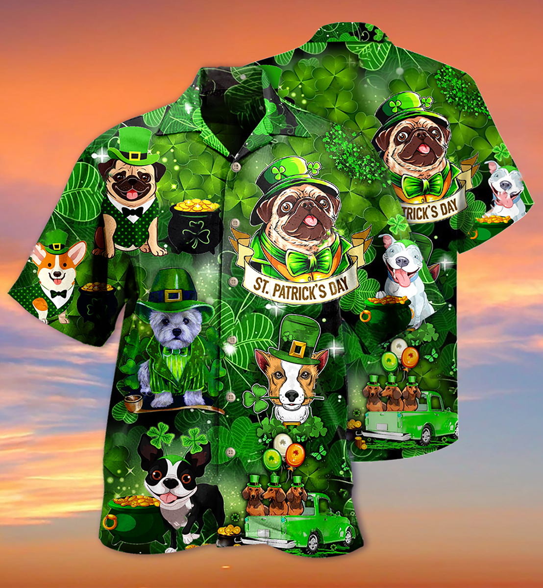 Irish Dogs Love Irish Hawaiian Shirt - Wonder Print Shop