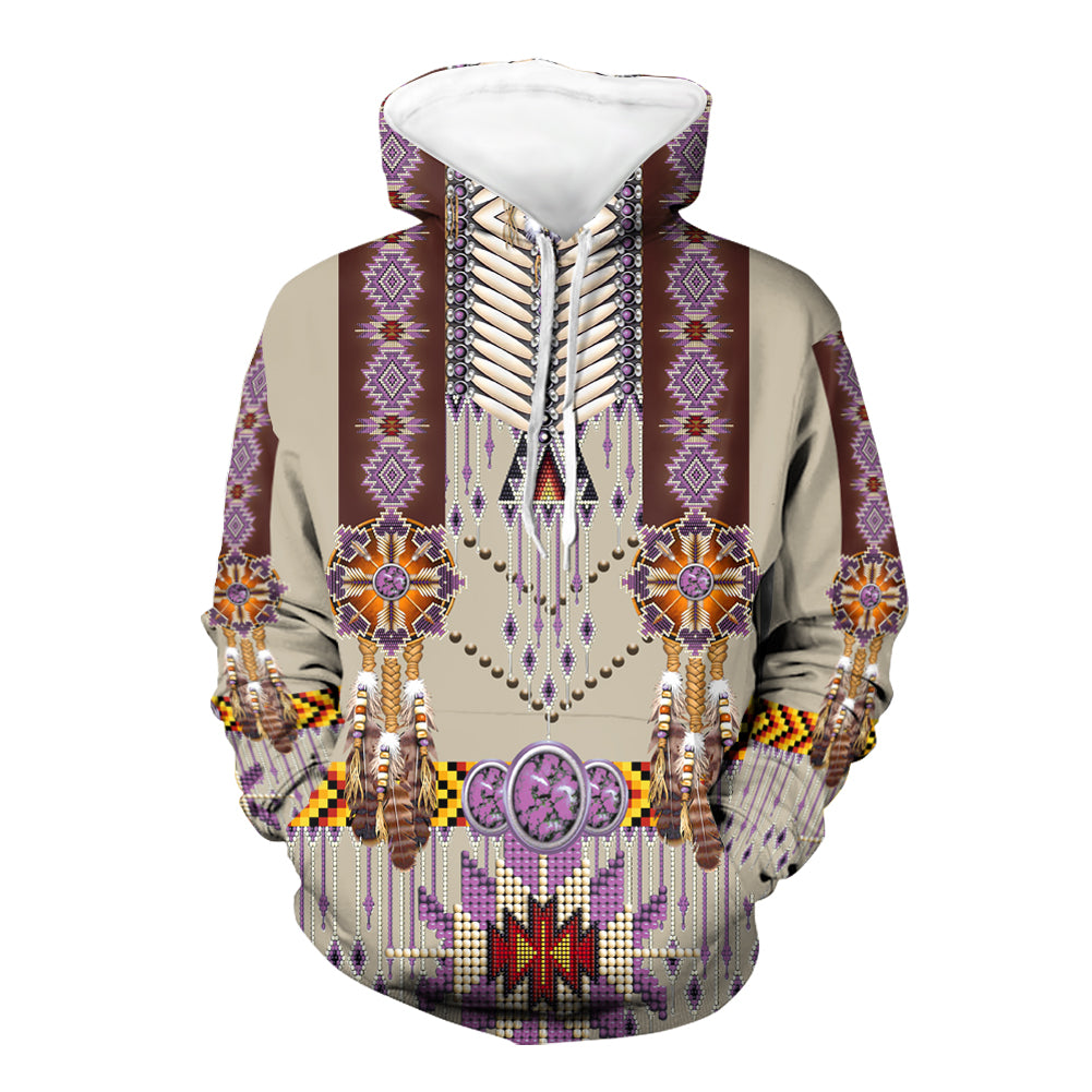 Native American Purple Pattern Breastplate 3D Hoodie LT10 - Wonder Print Shop