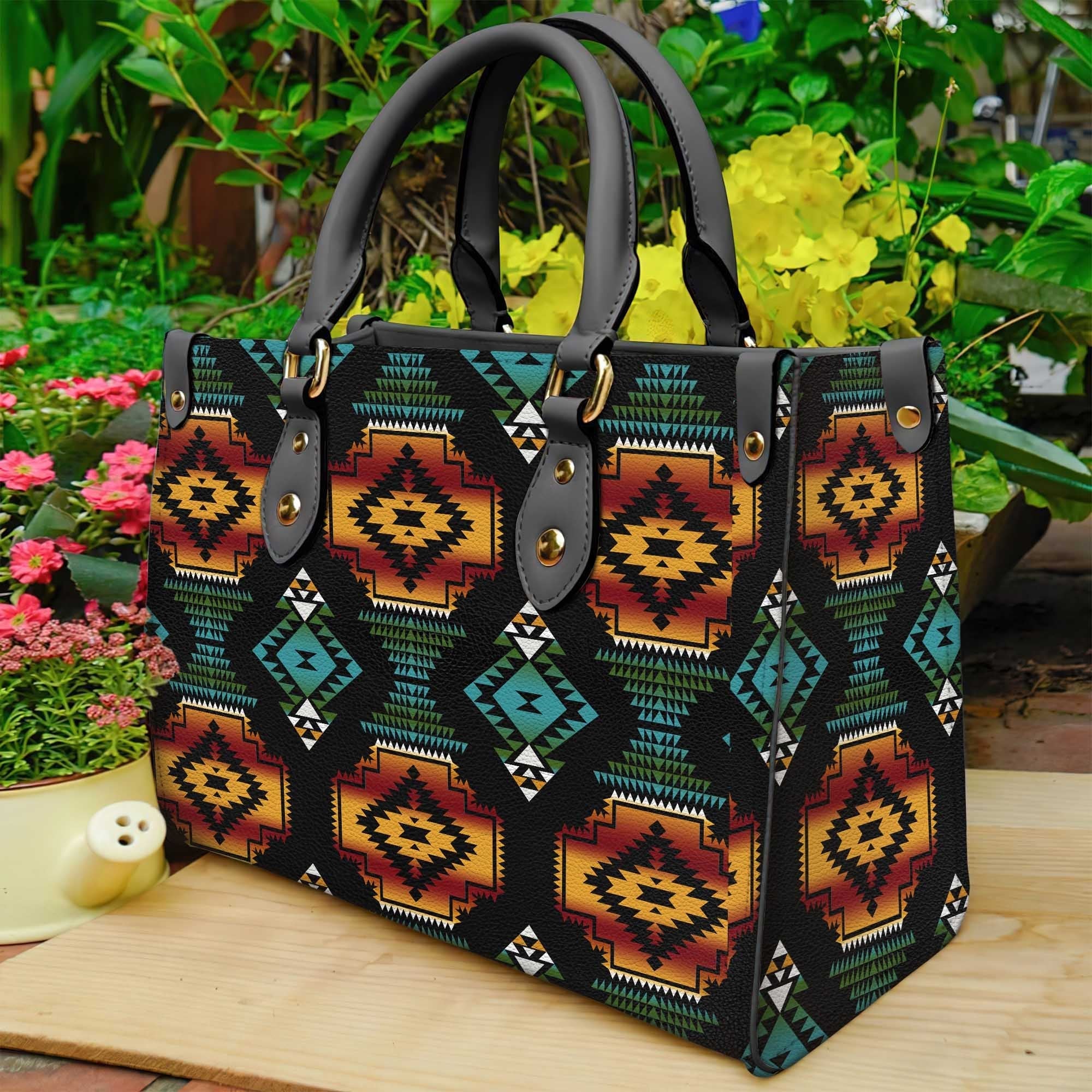 native-american-patterns-black-red-leather-bag