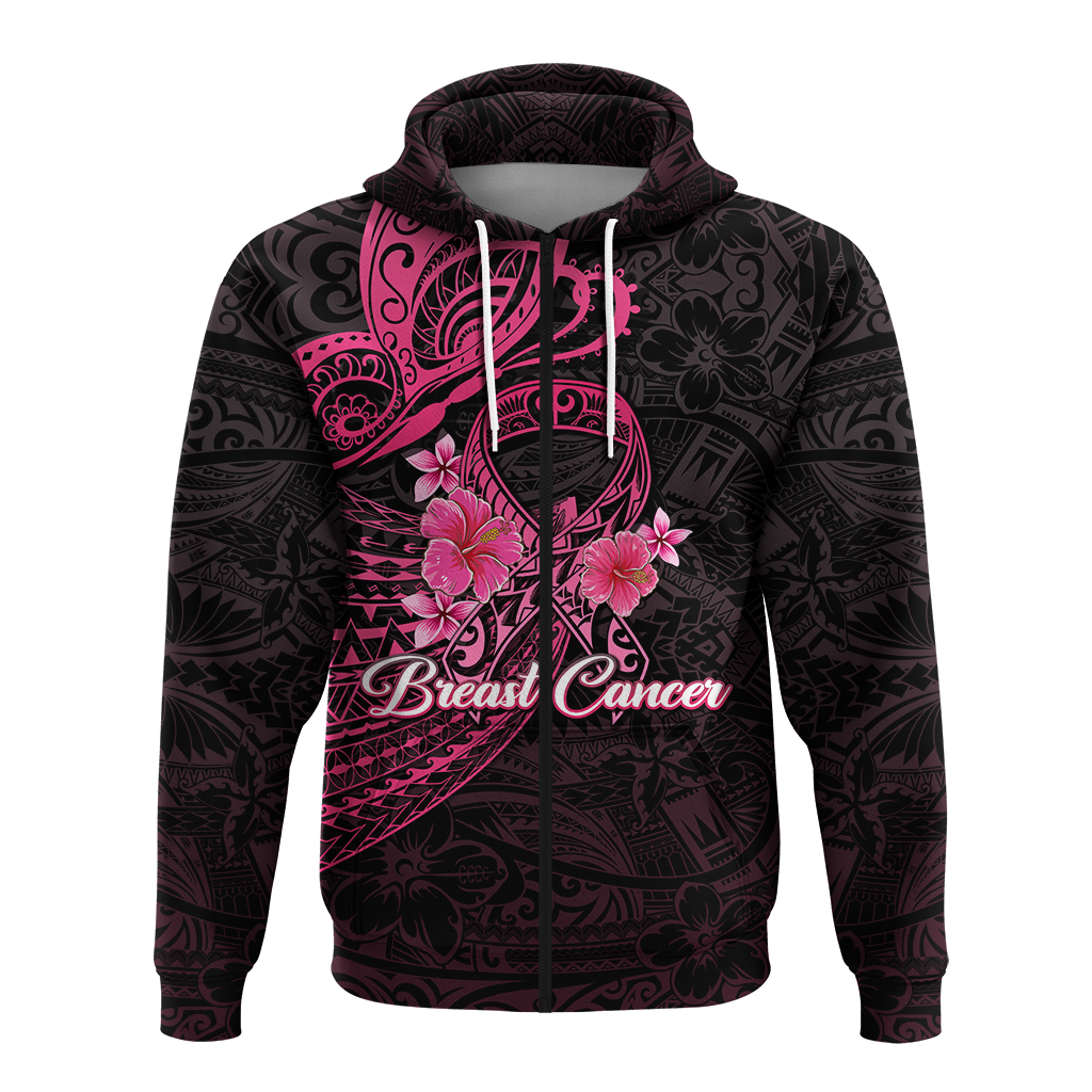 Breast Cancer Pink Ribbon Butterfly Polynesian Black Version Hoodie LT12 - Wonder Print Shop
