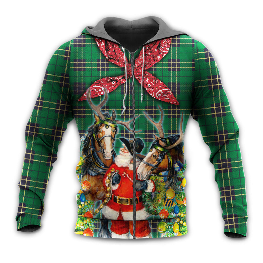 Christmas Santa Cowboy Christmas Green Style Hoodie - Wonder Print Shop