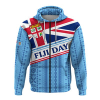 Fiji Day Zip Up Hoodie Tapa Pattern With Flag LT12 - Wonder Print Shop