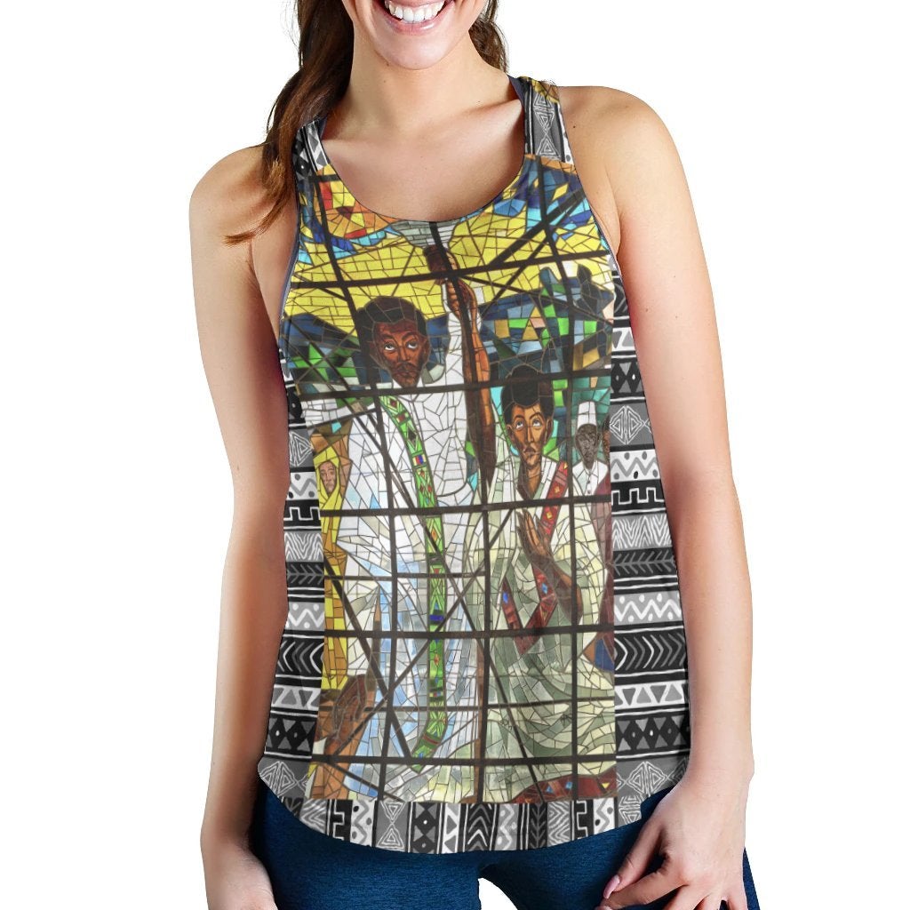African Ethiopia Orthodox Women Racerback Tank - The Total Liberation Of Africa LT20 - Wonder Print Shop