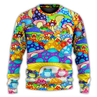 Hippie Frog Mushroom Hippie Colorful Art Peace Ugly Christmas Sweater - Wonder Print Shop