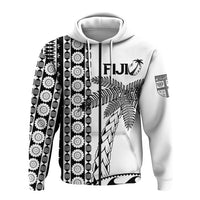 Custom Fiji Rugby Zip Up Hoodie Coconut Tree With Tapa Pattern LT12 - Wonder Print Shop
