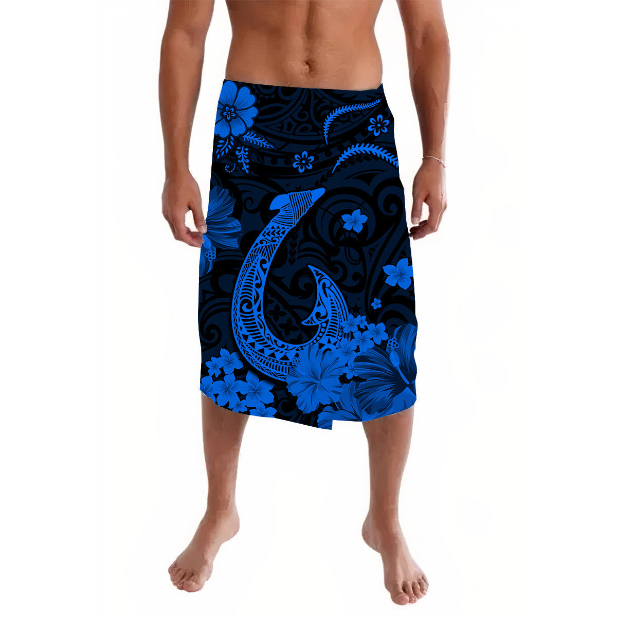 Hawaii Lavalava Polynesia Blue Fish Hook LT13 - Wonder Print Shop