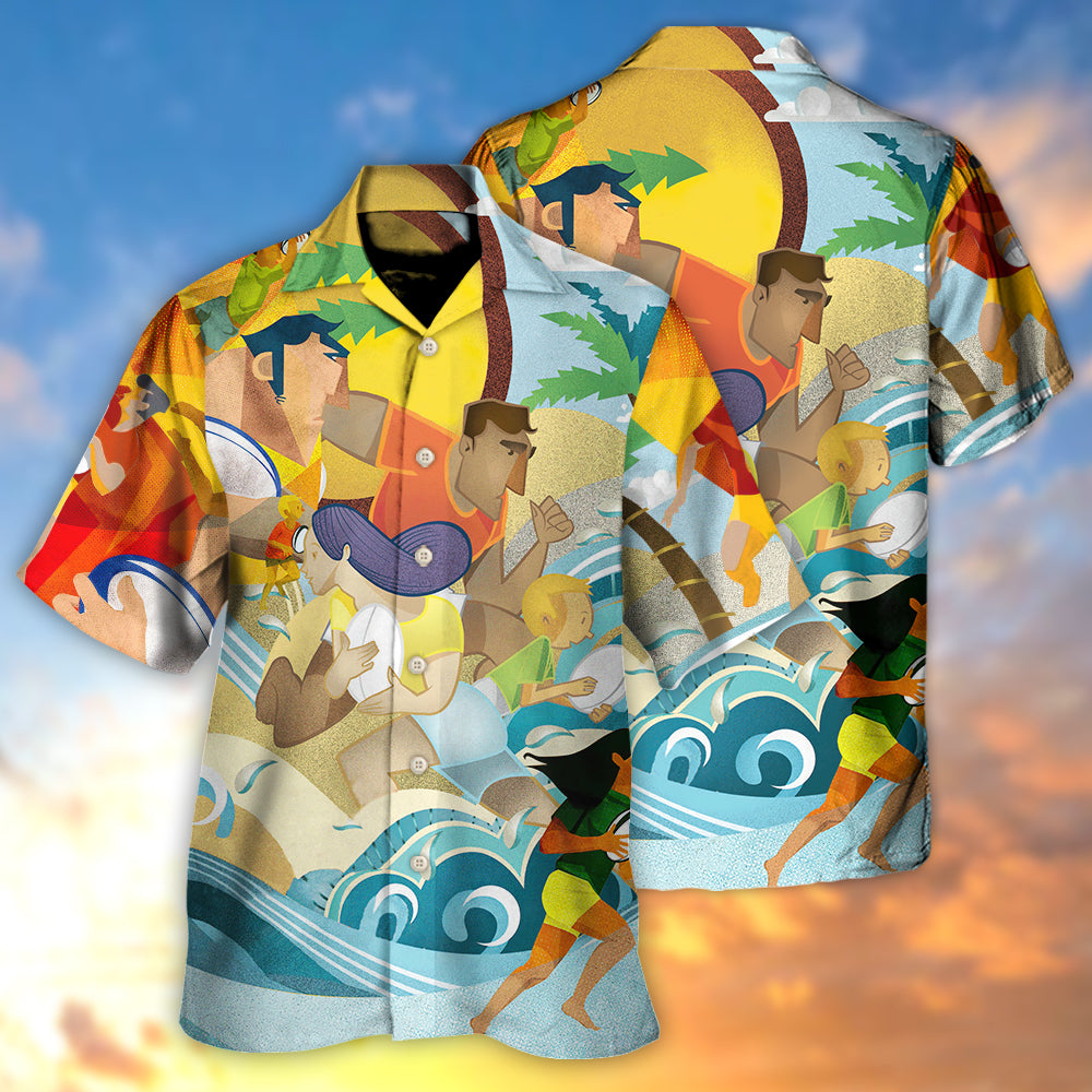 Rugby Beach Sports Beach Rugby Family Fight Hawaiian Shirt - Wonder Print Shop