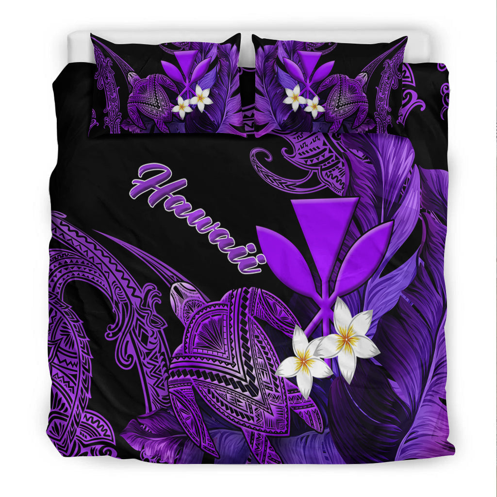 Hawaii Turtle With Plumeria Leaf Purple Bedding Set - LT12 - Wonder Print Shop