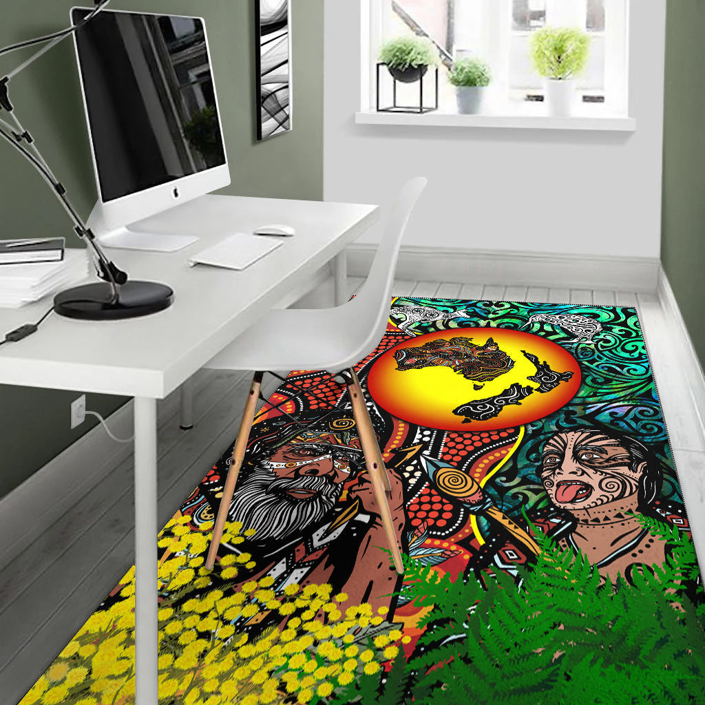 Australia Aboriginal Kangaroo Combine New Zealand Maori Kiwi Bird Area Rug LT2 - Wonder Print Shop