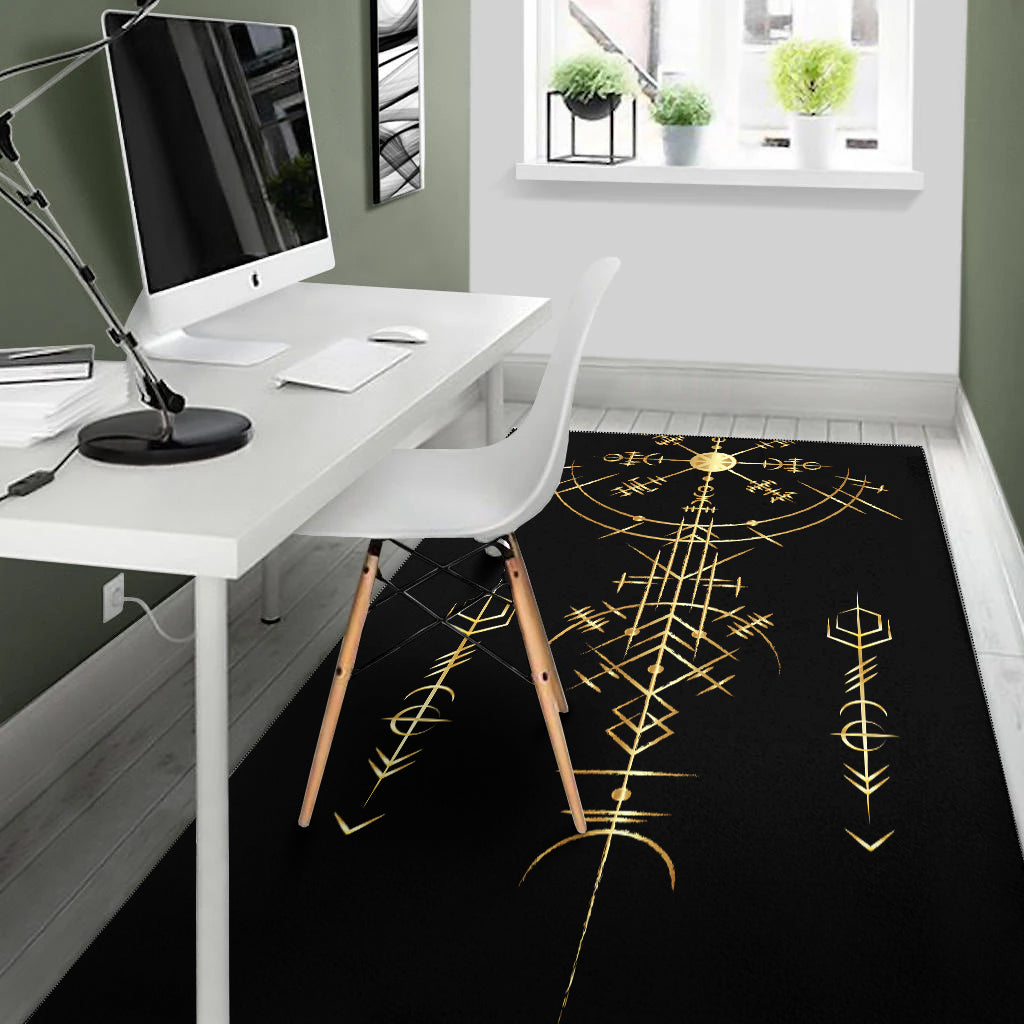 Viking Helm of Awe Gold Art Area Rug LT12 - Wonder Print Shop