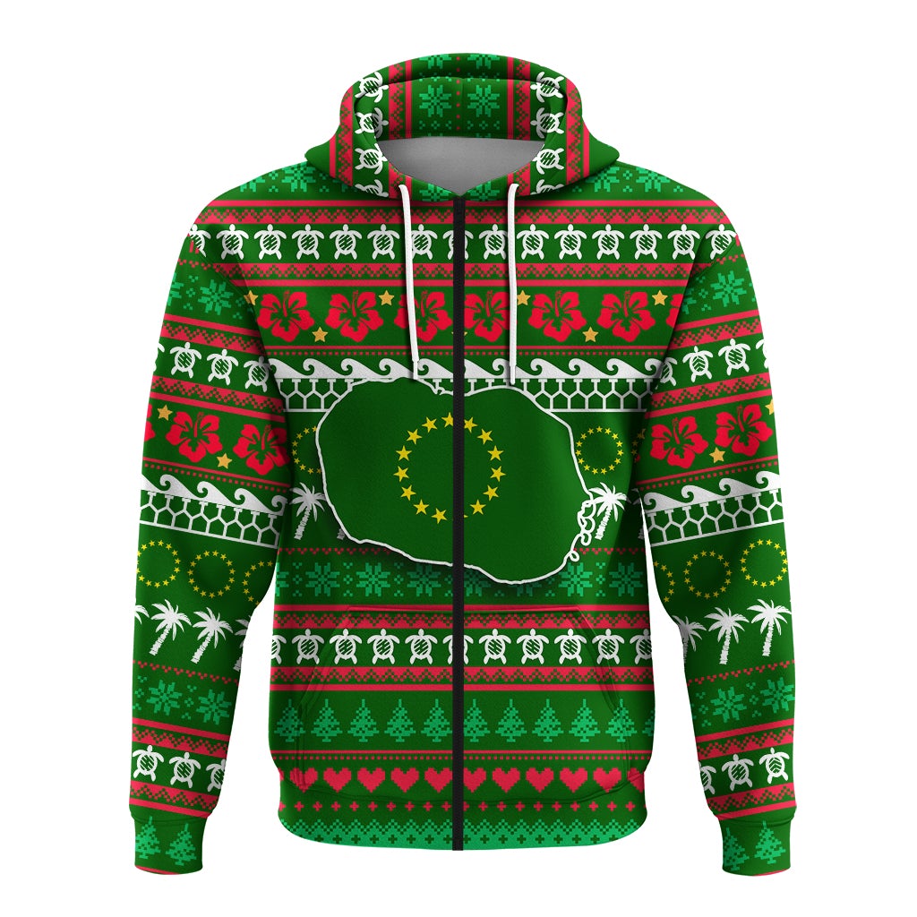Cook Islands Christmas Zip Hoodie Ugly Christmas LT12 - Wonder Print Shop