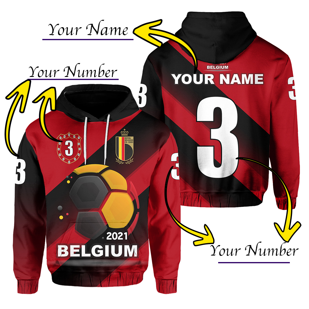 Custom Belgium Hoodie Football 2021 LT20 - Wonder Print Shop