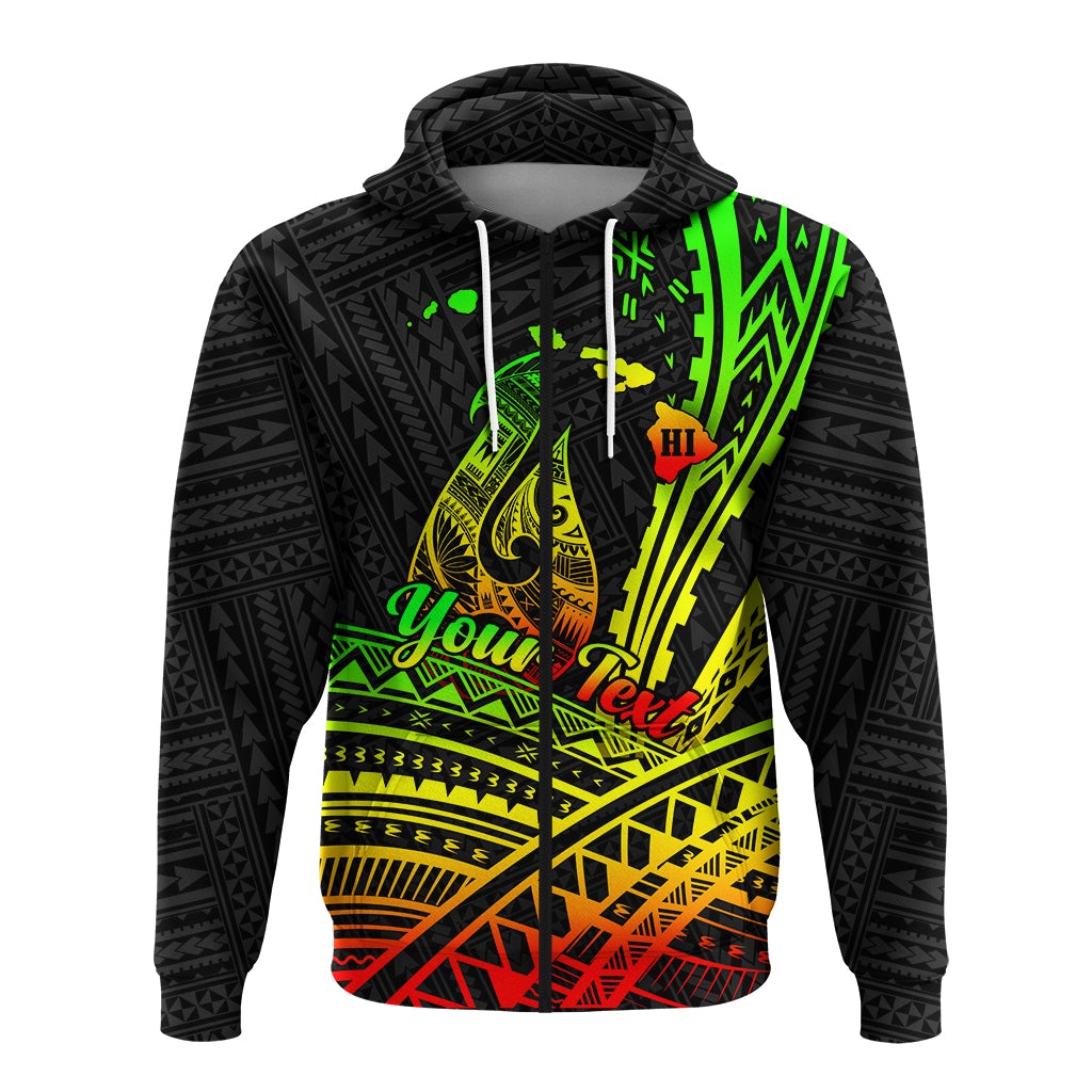 Custom Hawaii Fish Hook Polynesian Tribal Reggae Zip Hoodie LT12 - Wonder Print Shop