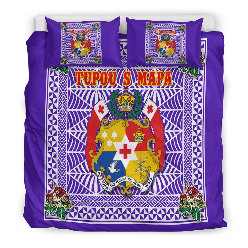 (Tupou S Mapa) Tonga Pattern with Coat of Arms Bedding Set LT4 - Wonder Print Shop