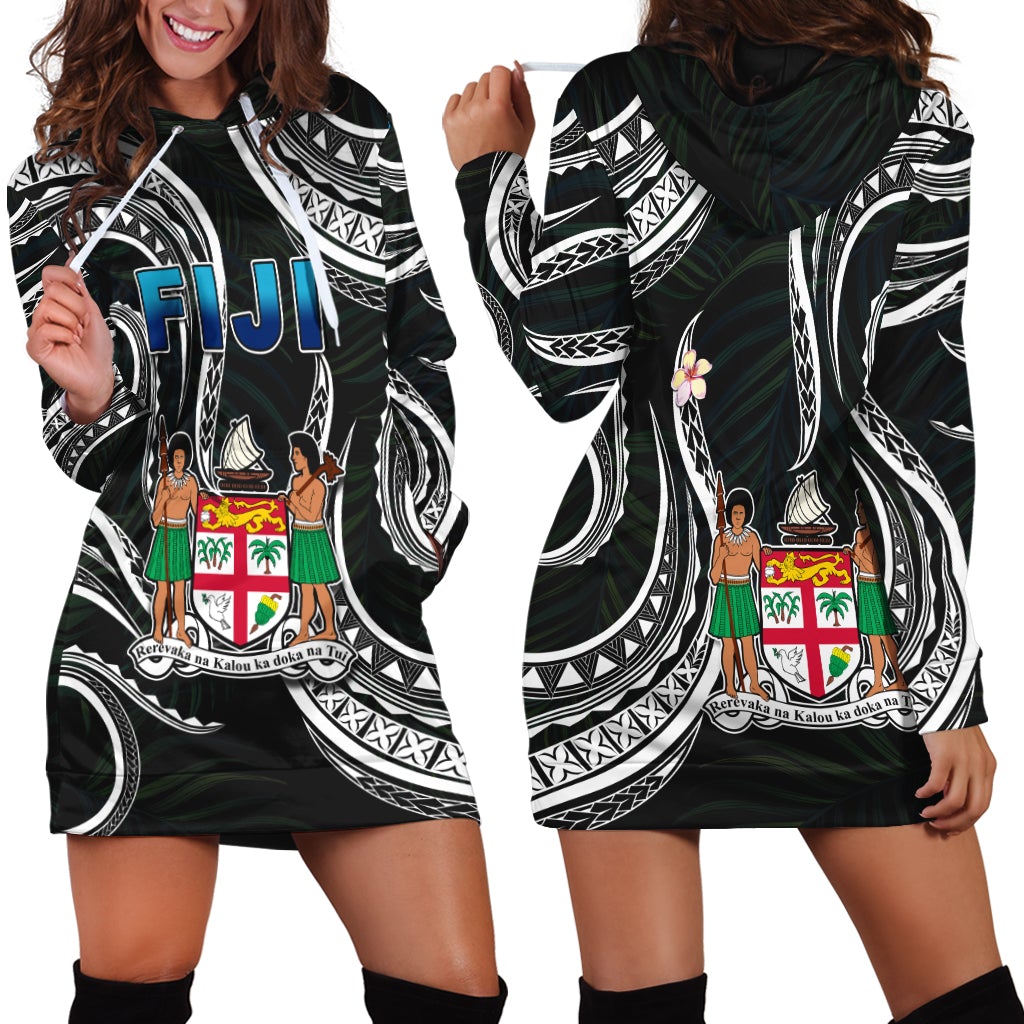 Fiji Coat of Arms Hoodie Dress Polynesian mix Coconut Pattern LT13 - Wonder Print Shop