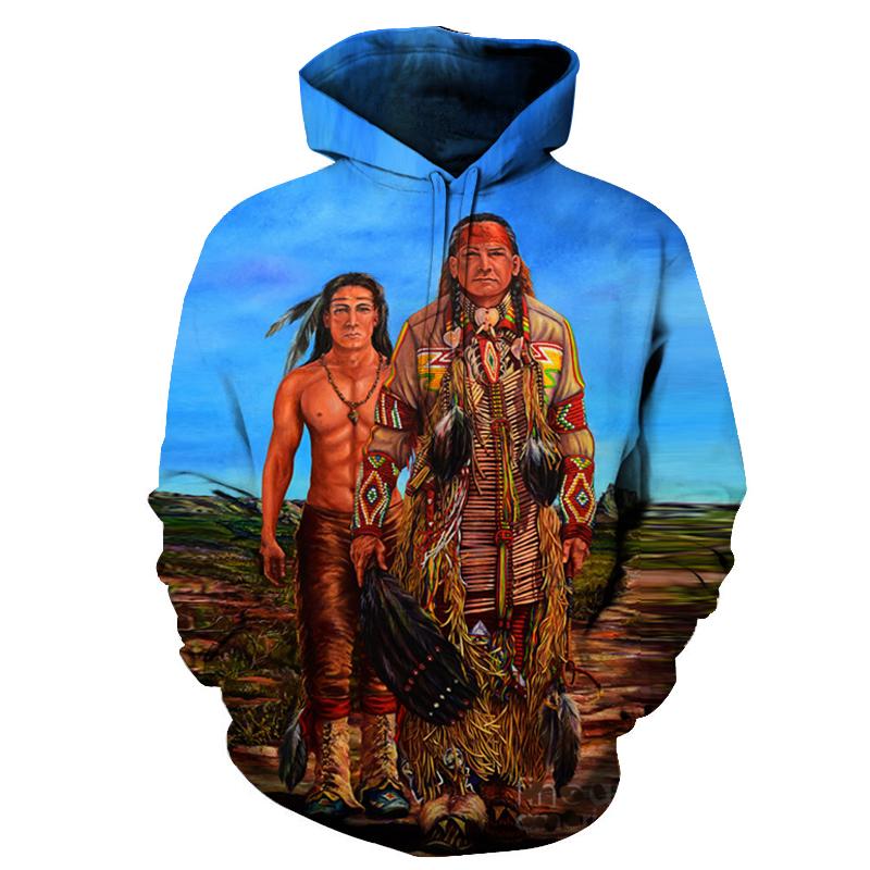 Chief Blue Native American All Over Hoodie LT10 - Wonder Print Shop