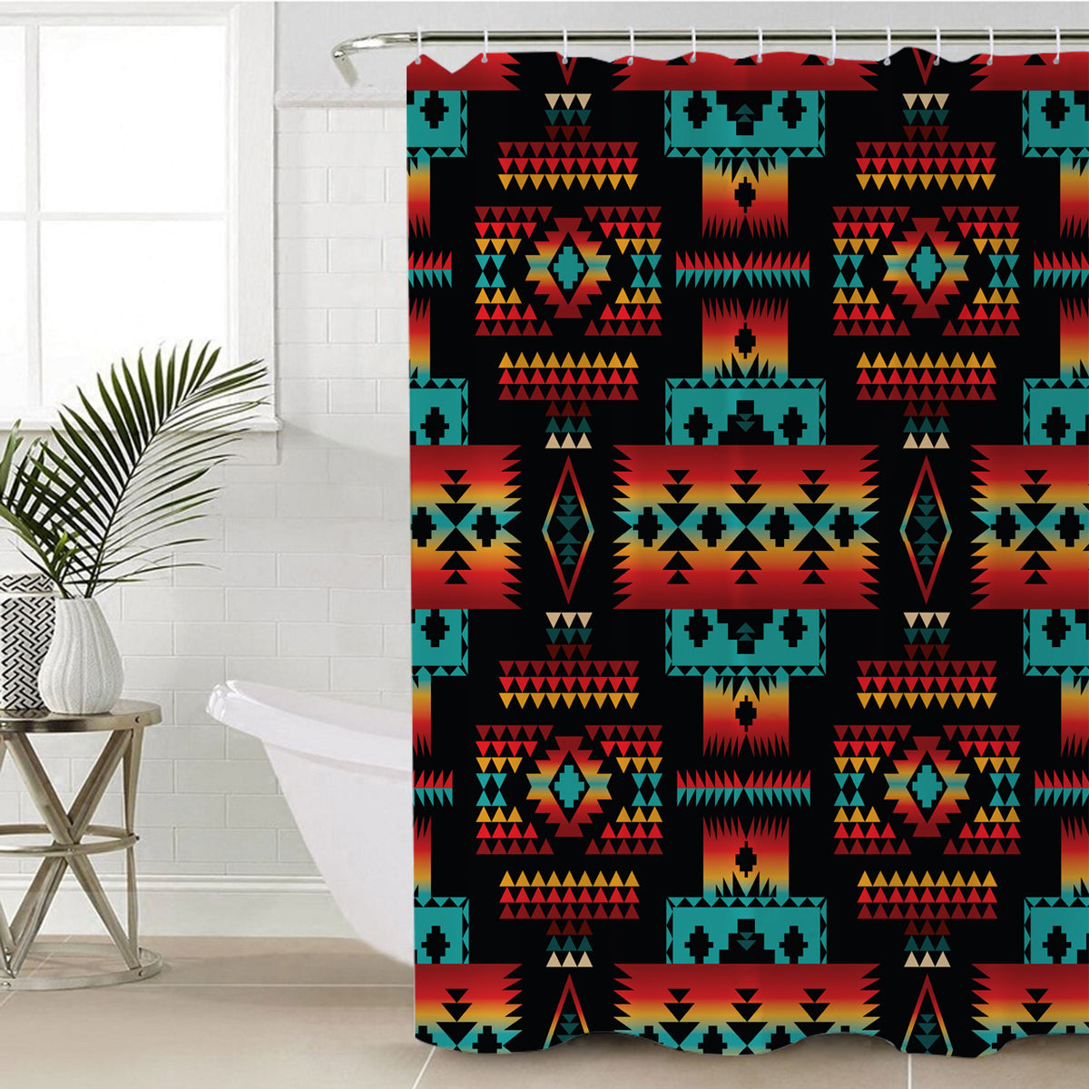black-native-tribes-pattern-native-american-shower-curtain