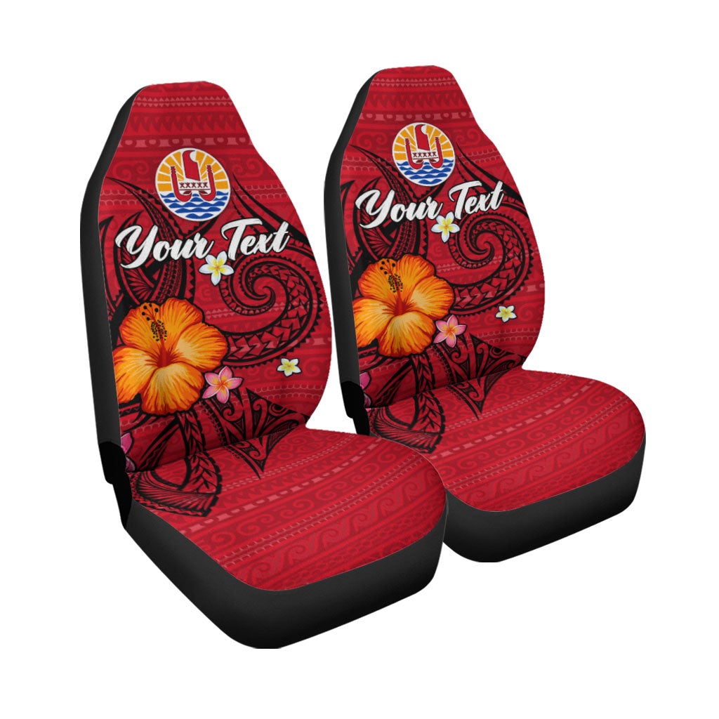 (Custom Personalised) Tahiti Maohi Car Seat Covers - Hibiscus With Tribal LT12 - Wonder Print Shop