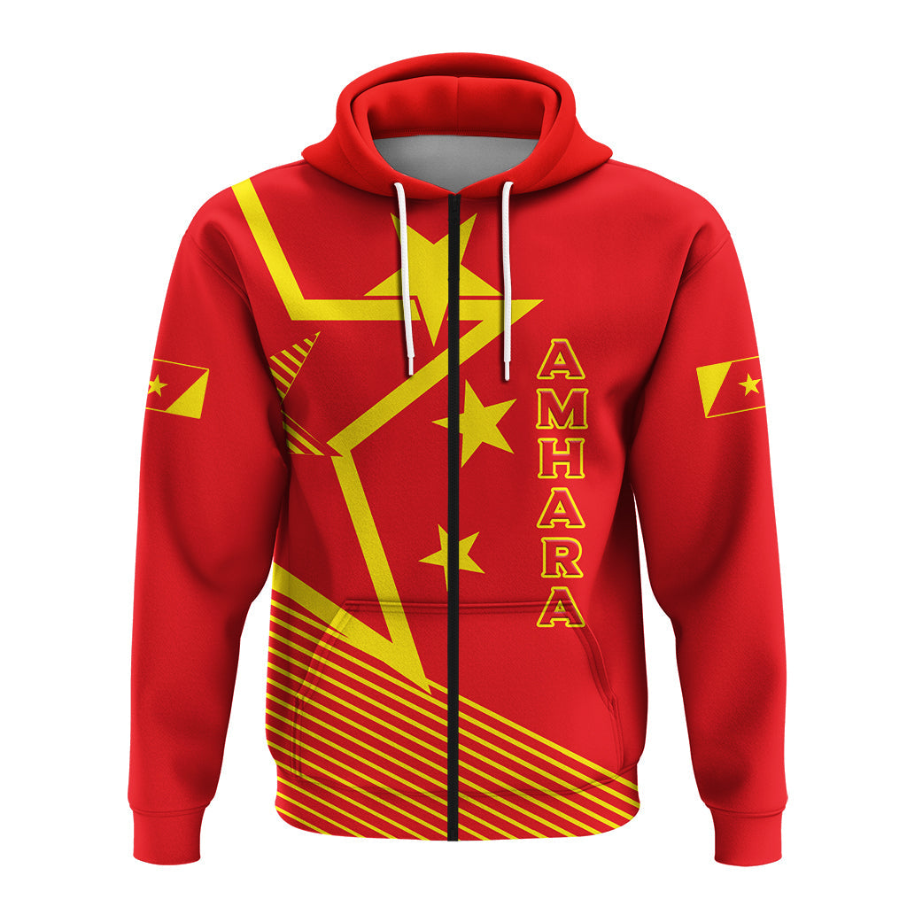 Amhara Region Legend Ethiopia Zip Hoodie LT12 - Wonder Print Shop