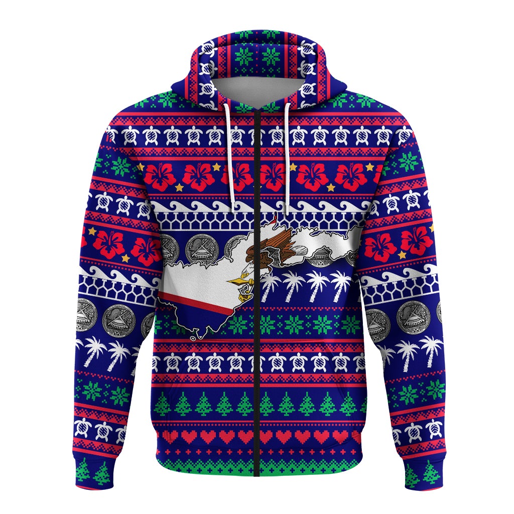 American Samoa Christmas Zip Hoodie Ugly Christmas LT12 - Wonder Print Shop