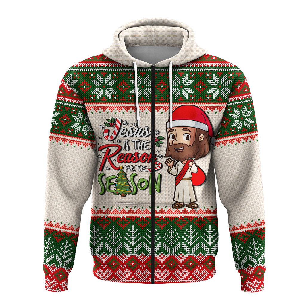 Christmas Jesus Is The Reason For The Season Ugly Pattern Hoodie LT12 - Wonder Print Shop
