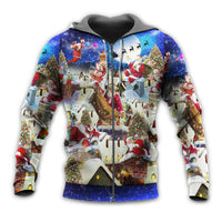 Christmas Up On Rooftop Santas Busiest Night With Reindeer Hoodie - Wonder Print Shop