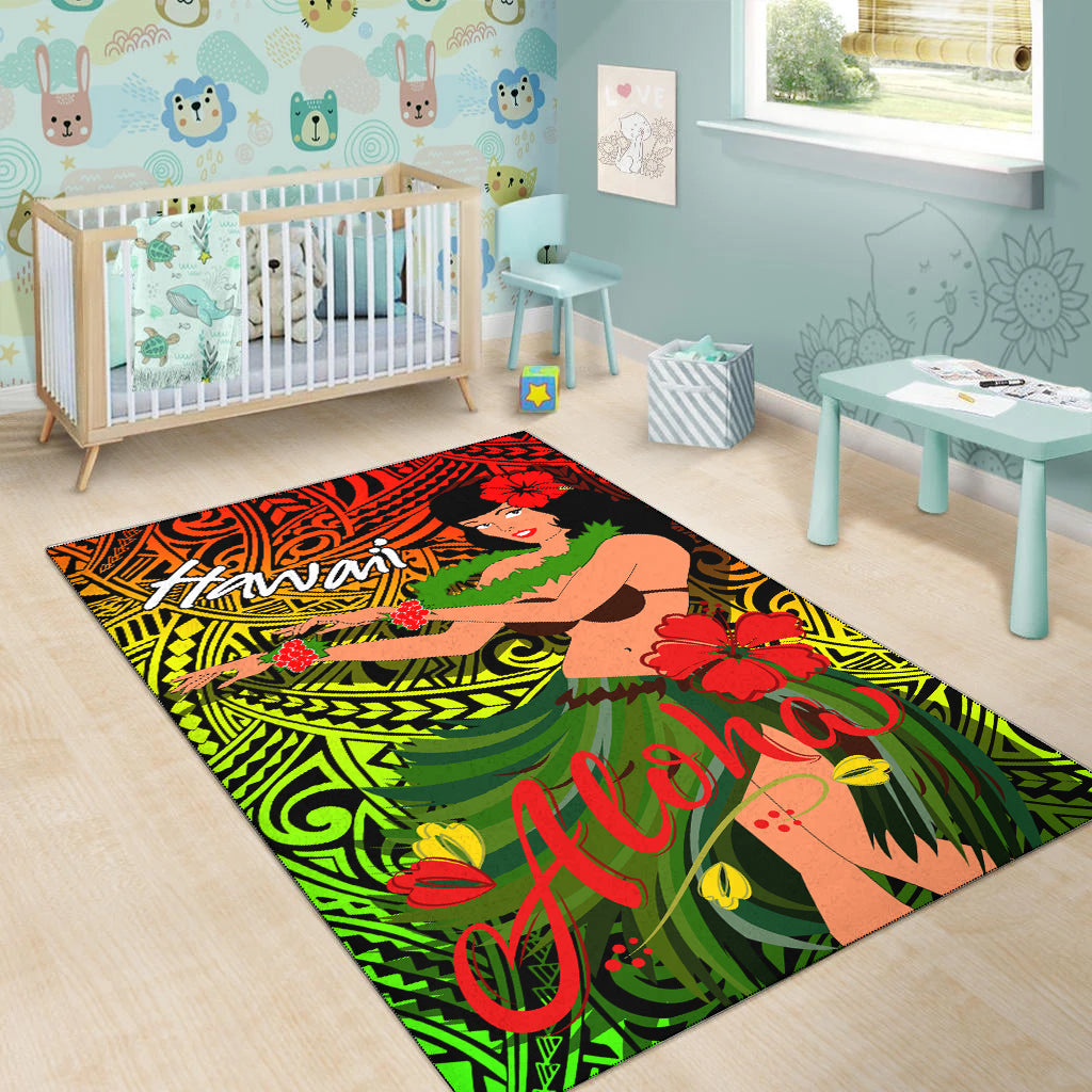 Hawaii Hula Girl Reggae Area Rug LT2 - Wonder Print Shop