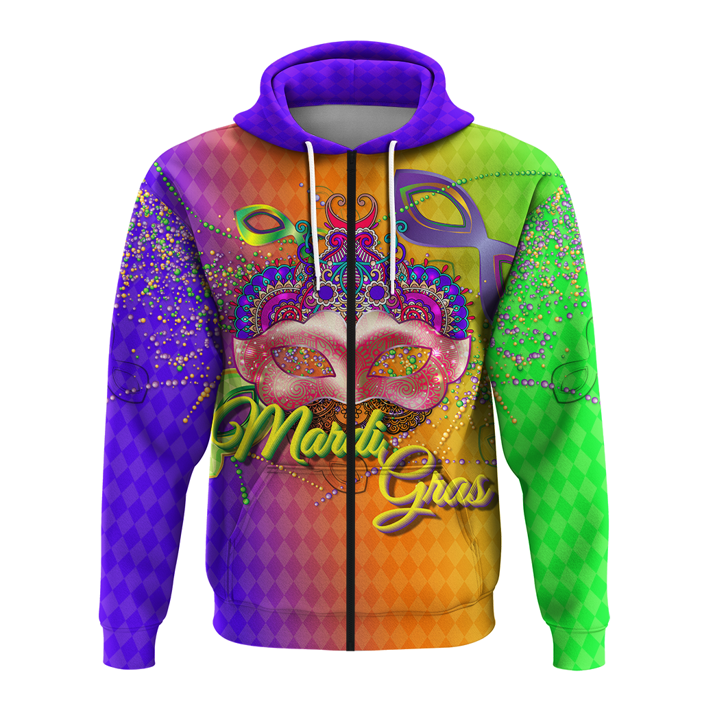 Mardi Gras Mask With Beads Hoodie LT12 - Wonder Print Shop