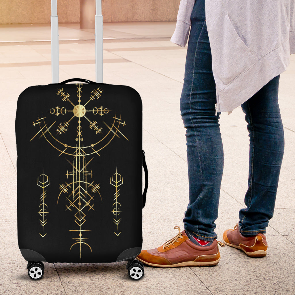 Viking Helm of Awe Gold Art Luggage Covers LT12 - Wonder Print Shop