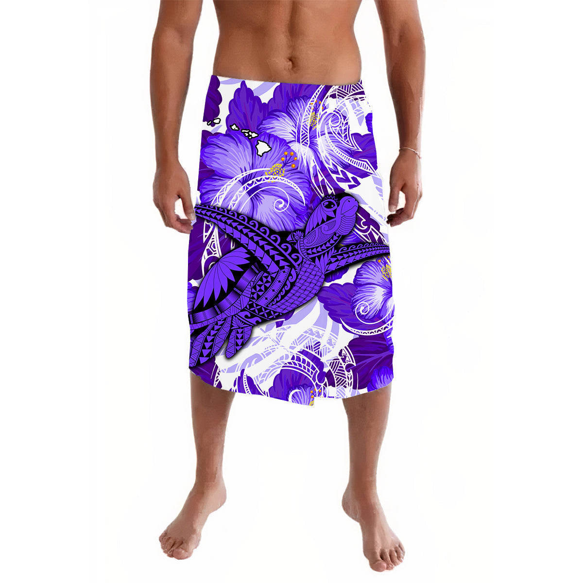 Hawaii Lavalava Purple Polynesian Turtle and Hibiscus LT13 - Wonder Print Shop