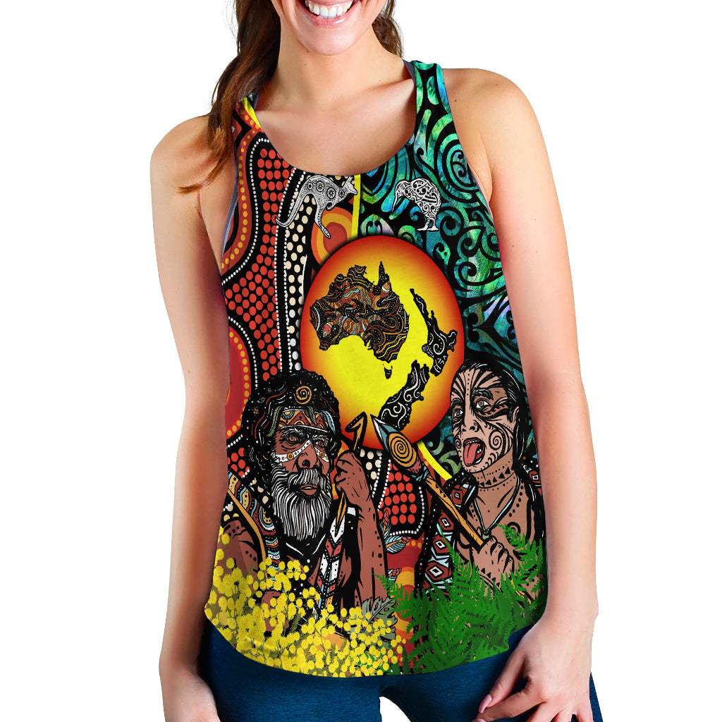 Australia Aboriginal Kangaroo Combine New Zealand Maori Kiwi Bird Women Tank Top LT2 - Wonder Print Shop