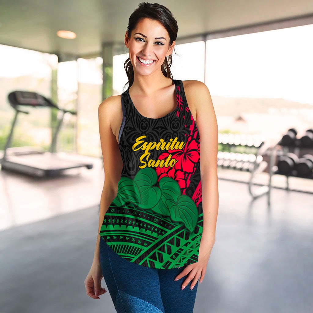 Vanuatu Espiritu Santo Women Tank Top Kava With Hibiscus LT12 - Wonder Print Shop