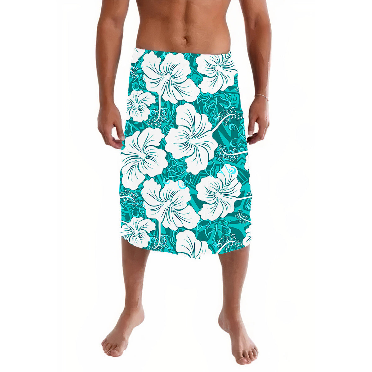 Hawaii Lavalava Polynesia Turquoise Simple Tropical Flowers LT13 - Wonder Print Shop