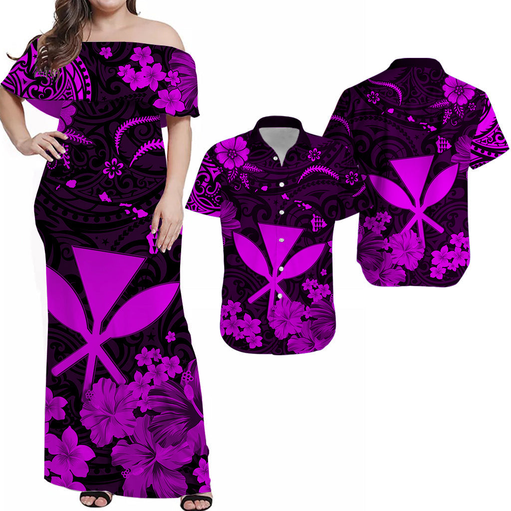 Hawaii Matching Hawaiian Shirt And Dress Polynesia Purple Kanaka Maoli LT13 - Wonder Print Shop