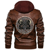 Viking Valknut Zipper Leather Jacket - Moon Wolf RLT12 - Wonder Print Shop