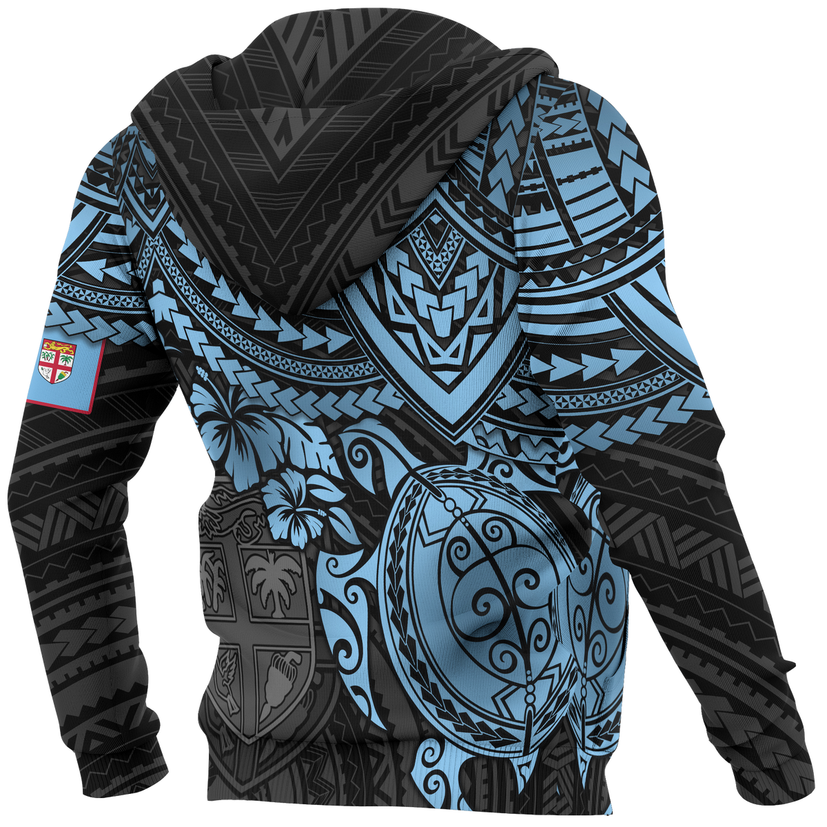 Fiji Polynesian Hoodie Blue Turtle - Wonder Print Shop