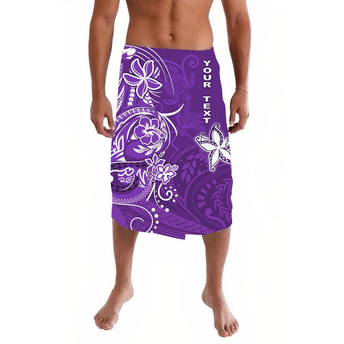 Custom Personalised Lavalava Polynesia Purple Sea Turtle Honu and Map LT13 - Wonder Print Shop
