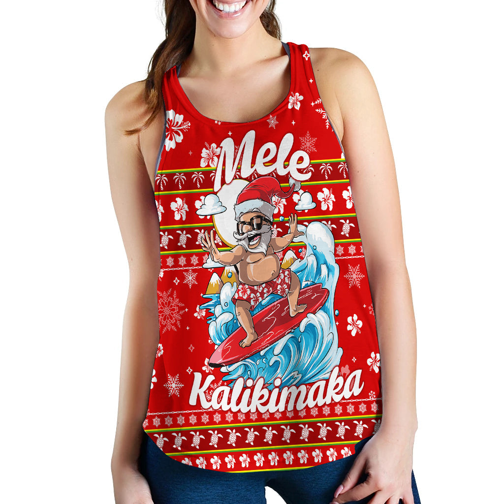 Custom Personalised Hawaii Christmas Santas Surf Mele Kalikimaka Women Tank Top LT2 - Wonder Print Shop