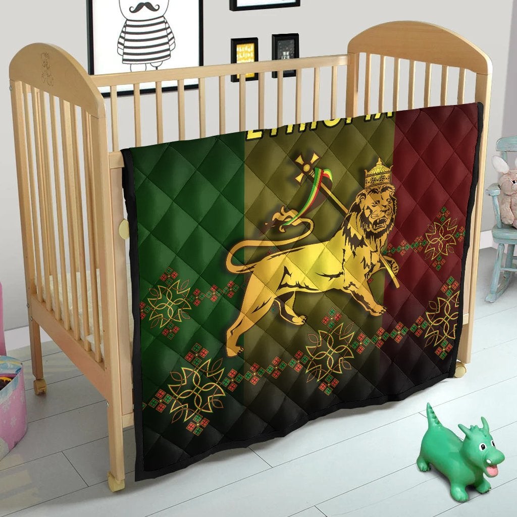 Ethiopia Premium Quilt Cross Lion and Flag LT13 - Wonder Print Shop