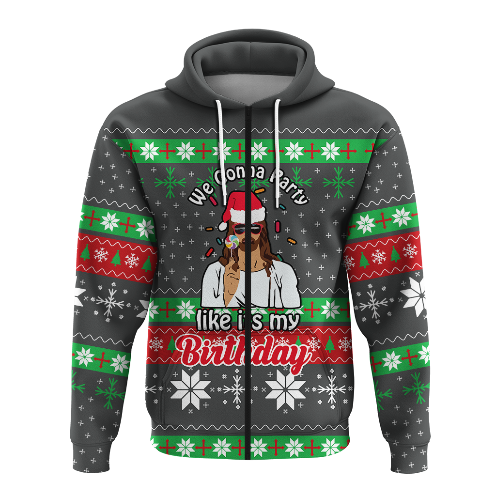 Christmas Jesus Birthday Party Ugly Pattern Hoodie LT12 - Wonder Print Shop