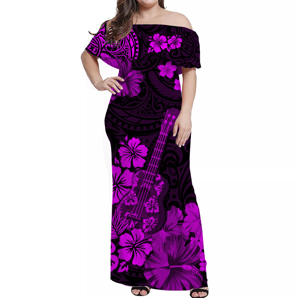 Hawaii Matching Hawaiian Shirt And Dress Polynesia Purple Ukulele Flowers LT13 - Wonder Print Shop