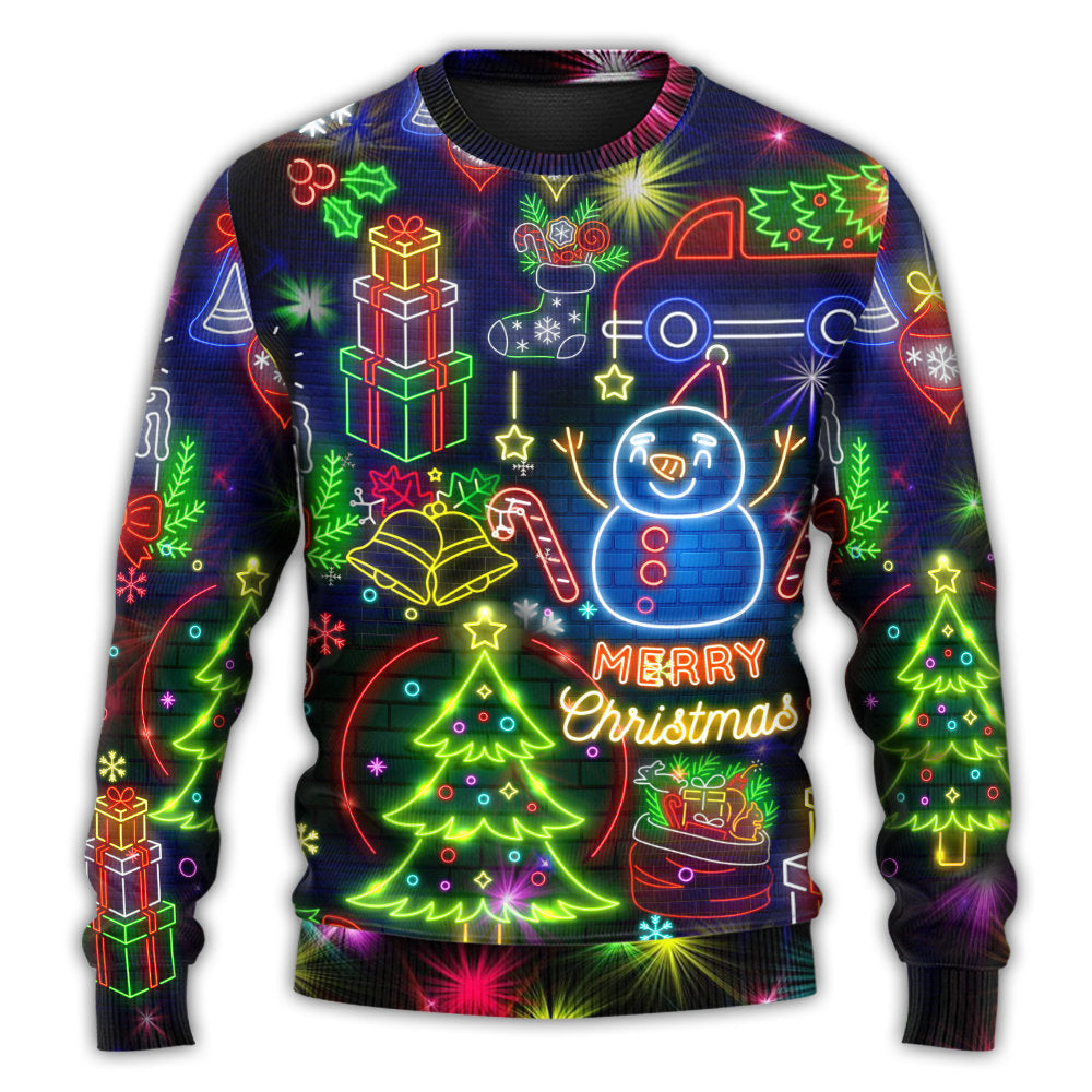 Christmas Bright Neon Lighting Ugly Christmas 3D Printing Sweater - Wonder Print Shop