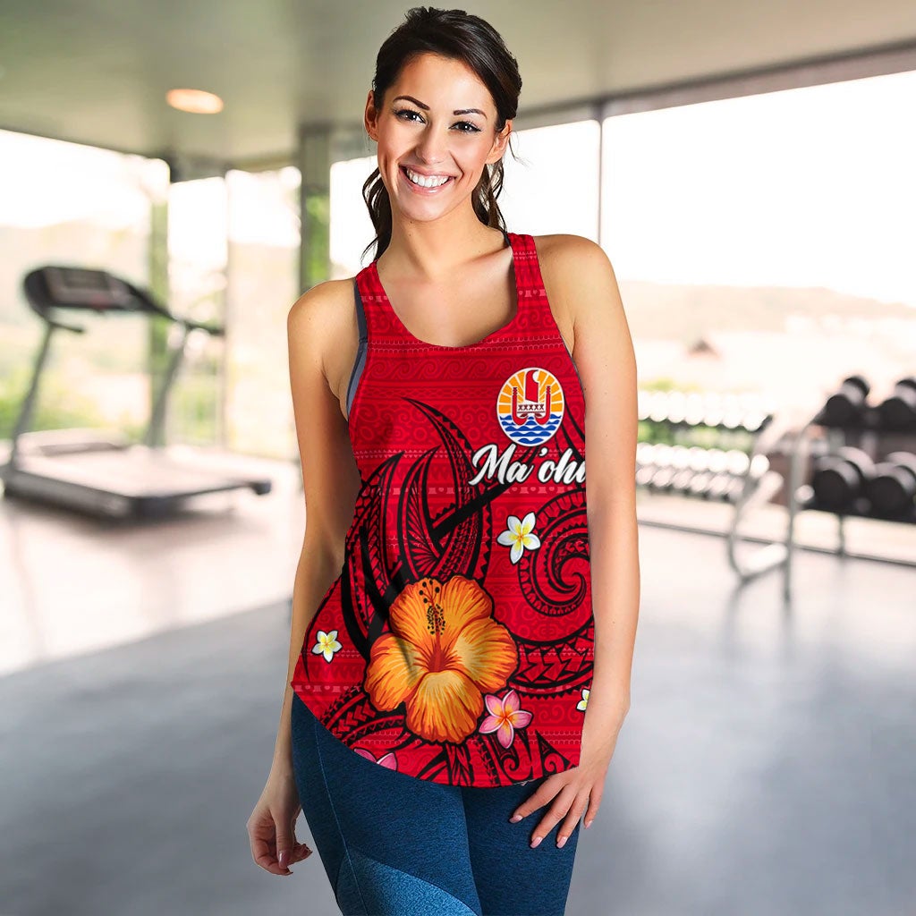 (Custom Personalised) Tahiti Maohi Women Tank Top - Hibiscus With Tribal LT12 - Wonder Print Shop