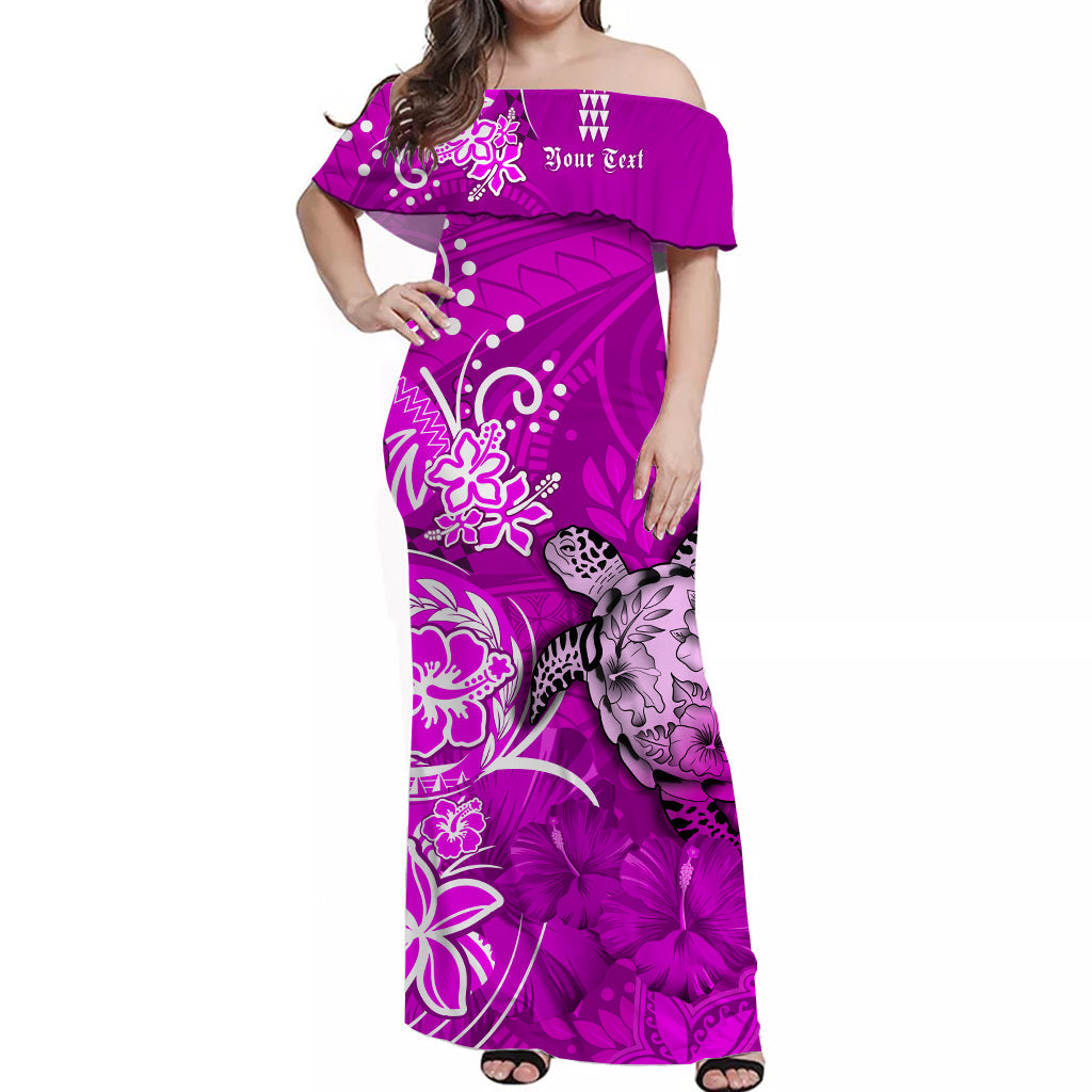 custom-personalised-hawaii-off-shoulder-long-dress-polynesia-pink-sea-turtle-honu-and-hibiscus