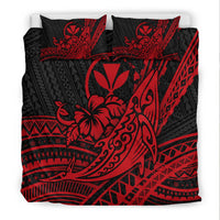 Hawaii Humpback Whale With Hibiscus Tribal Red Bedding Set LT12 - Wonder Print Shop