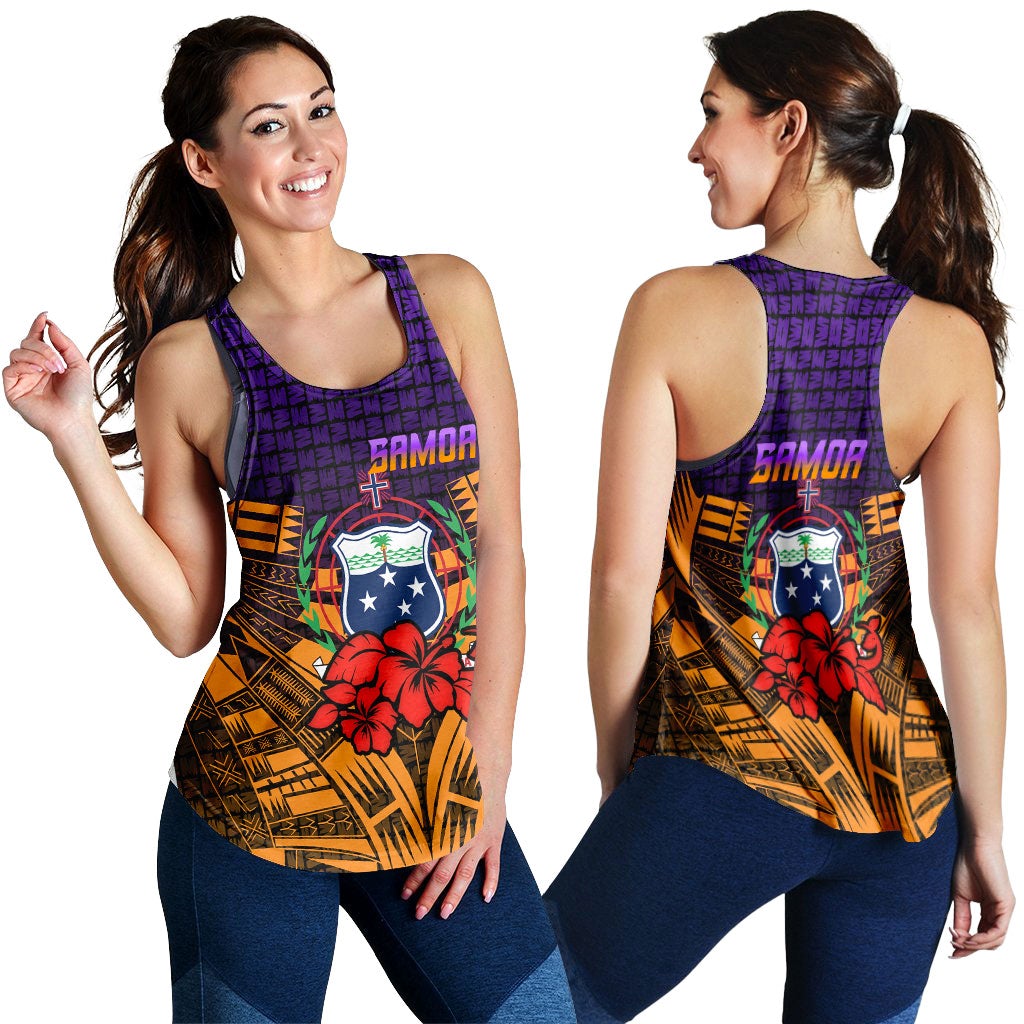 Samoa Women Tank Top Hibiscus With Tribal LT12 - Wonder Print Shop