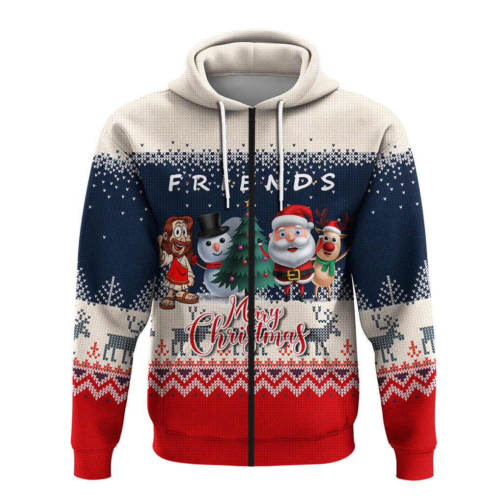Christmas Jesus With Santa, Snowman And Reindeer Ugly Pattern Hoodie LT12 - Wonder Print Shop