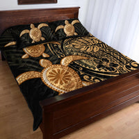 Polynesian Turtle Quilt Bed Set Honu Family Gold LT4 - Wonder Print Shop