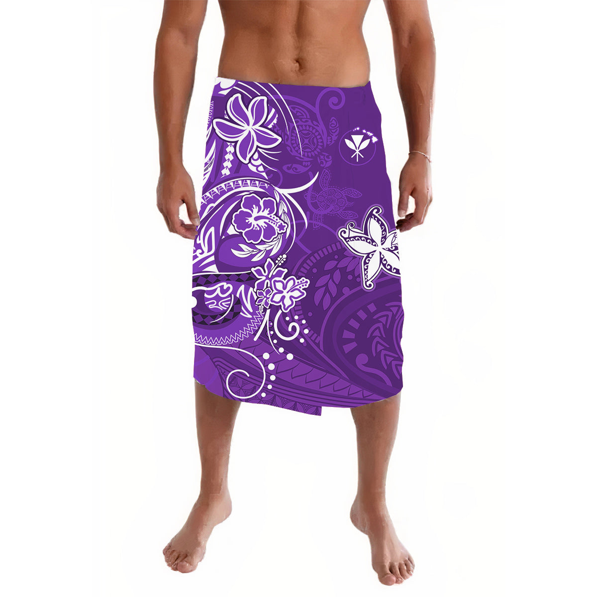 Hawaii Lavalava Polynesia Purple Sea Turtle Honu and Map LT13 - Wonder Print Shop